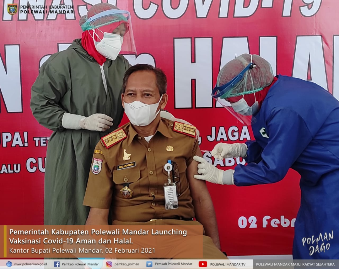 21 Orang Tandai Launching Vaksinasi Covid-19 Kabupaten Polewali Mandar