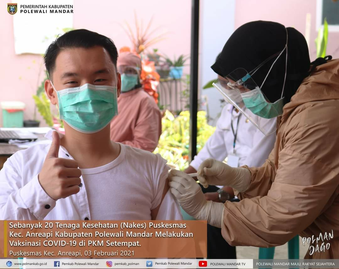 Hari Ini, Sebanyak 62 Orang Nakes Diberi Vaksin Covid-19 ditiga Lokasi Kabupaten  Polewali Mandar