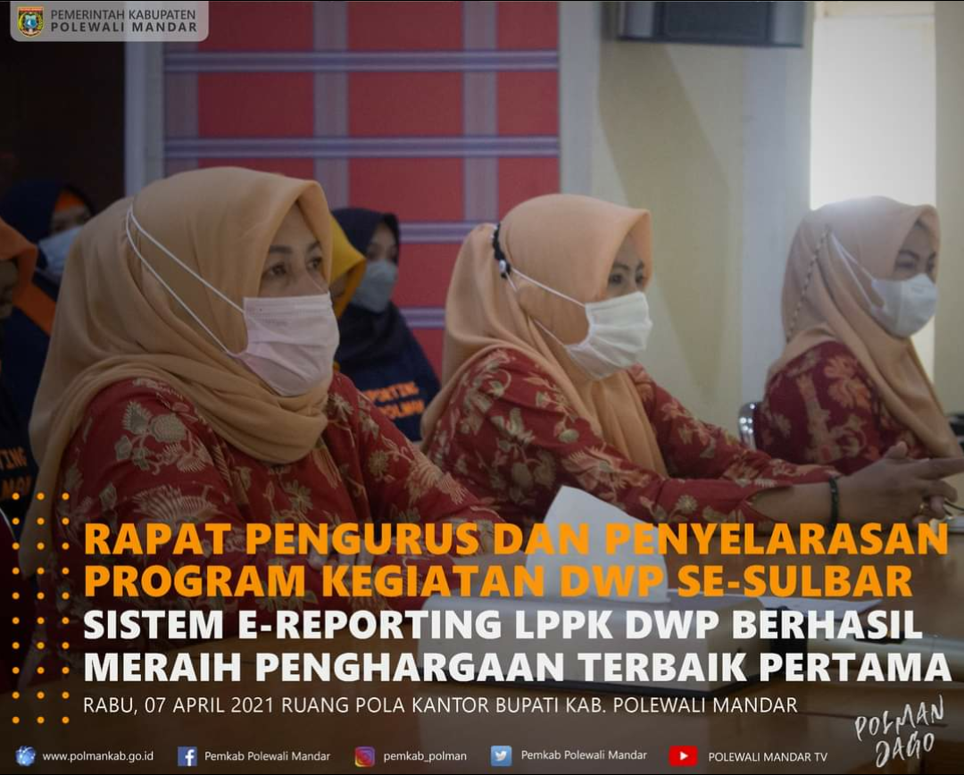 DWP Kab. Polman Raih Penghargaan Terbaik Pertama e-Reporting LPPK 2021 se-Sulawesi Barat